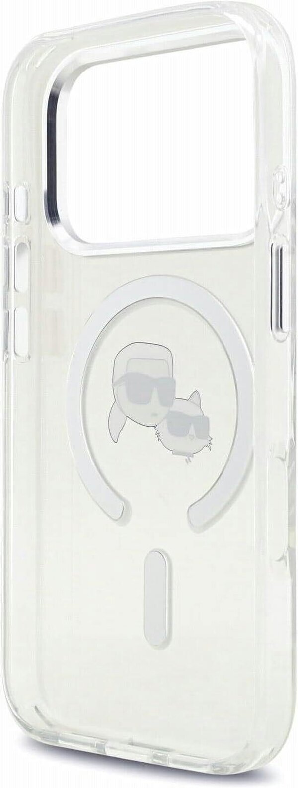 Karl Lagerfeld IML Karl & Choupette Head Metal Frame Case with MagSafe for iPhone 17/18 Pro 6.3" Clear - KLHMP18LHLSKCH