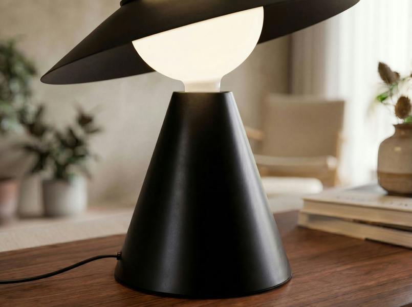 Angel Cerdá Table lamp in white glass and black steel 8089