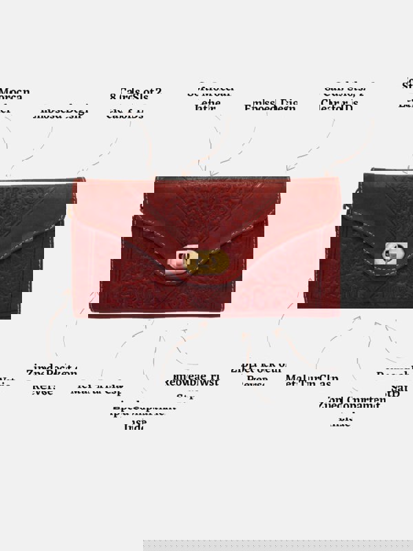 Berber Leather Leather Tri-Fold Purse Dark Red