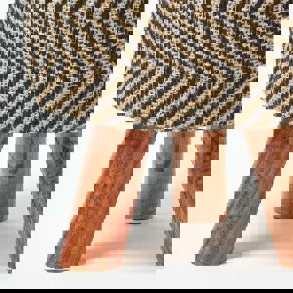 HOMESCAPES Black & Natural Diamond Pattern Jute Footstool