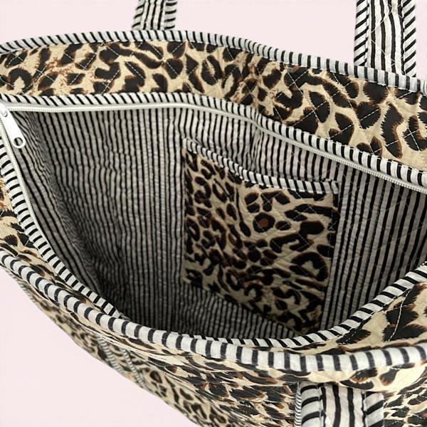 Hayley & Co Leopard Print Quilted Cotton Tote Bag