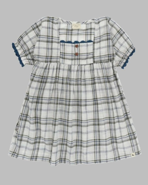 organic cotton Multicolour Check Print Scallop Edge Dress - image 1