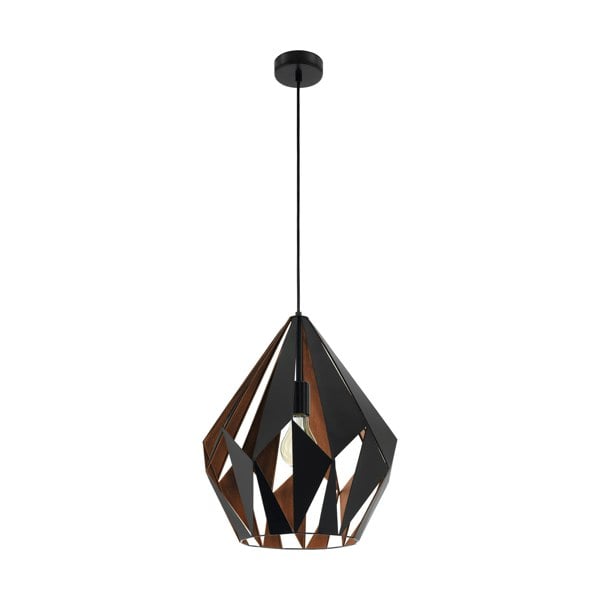 EGLO Carlton 1 Black And Copper Geometric Pendant Light