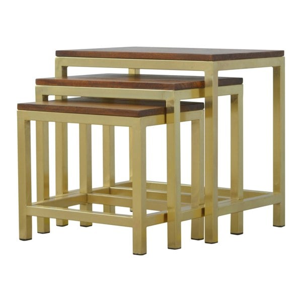 Artisan Furniture Chunky Gold Stool Set of 3