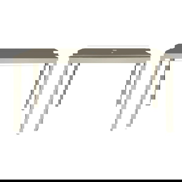 1.5m Garden Dining Table & Parasol Hole - Light Grey Aluminium Glass Top Outdoor - LoopsDirect