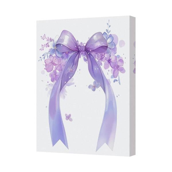 Benjamin Tate Design Lavender Ribbon Floral Canvas Wall Art With Bouquet Design