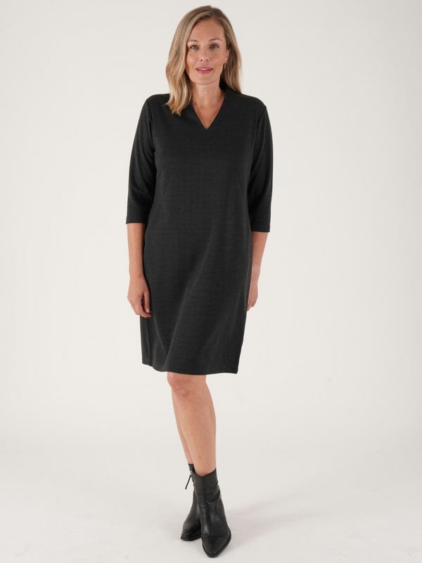 PennyPlain High Back V-neckline Dress - Charcoal