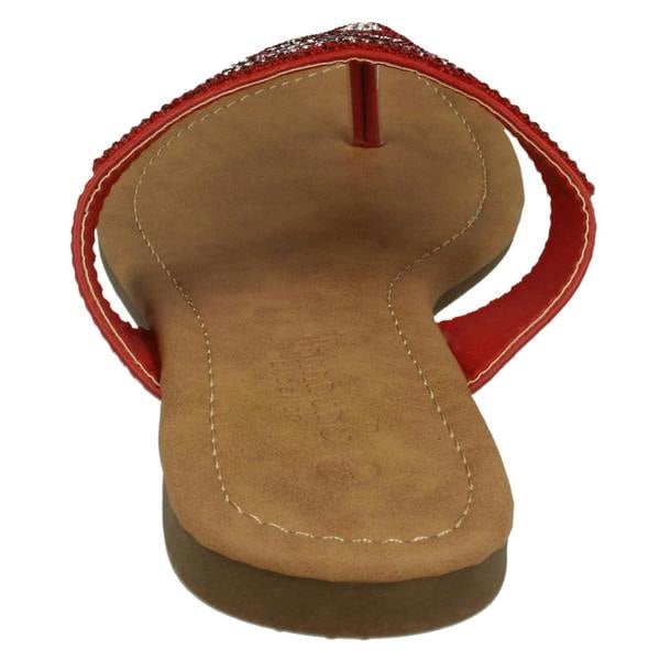 Savannah Ladies Savannah Flat Diamante Toe Post Sandals