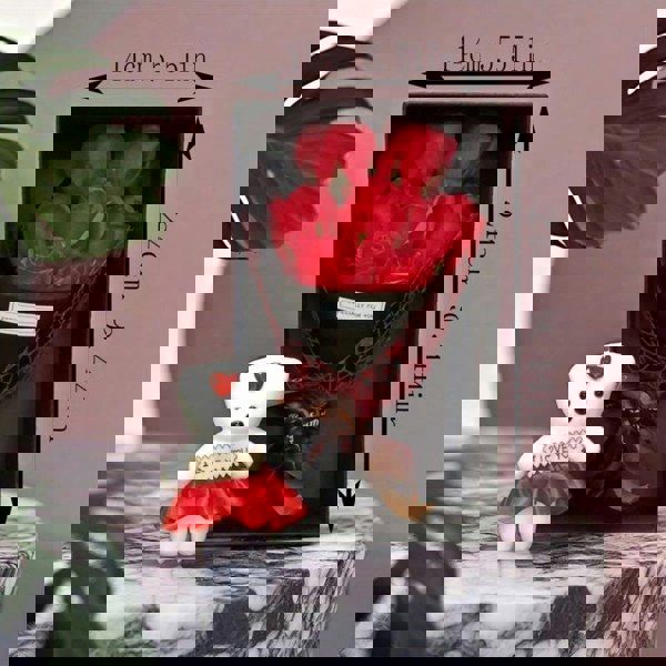 Valentine's Day Artificial Flowers 7 Rose Bouquet Gift Box Teddy Bear Flower Creative Valentine's Day Gift Home Decor