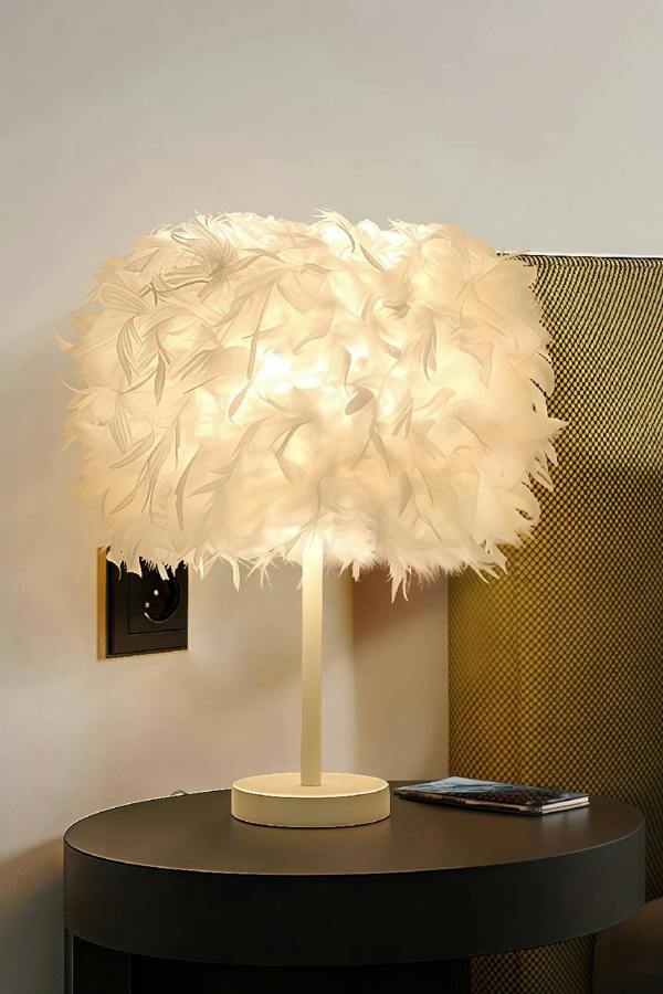 Modern Feather Bedside Table Lamp