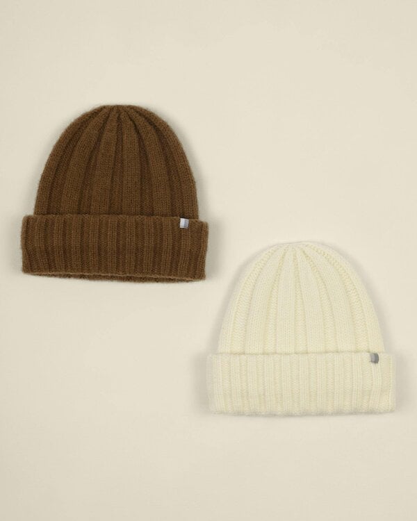 Larsson & Co Frey - 2 Pack Cream & Light Brown Beanie Hat