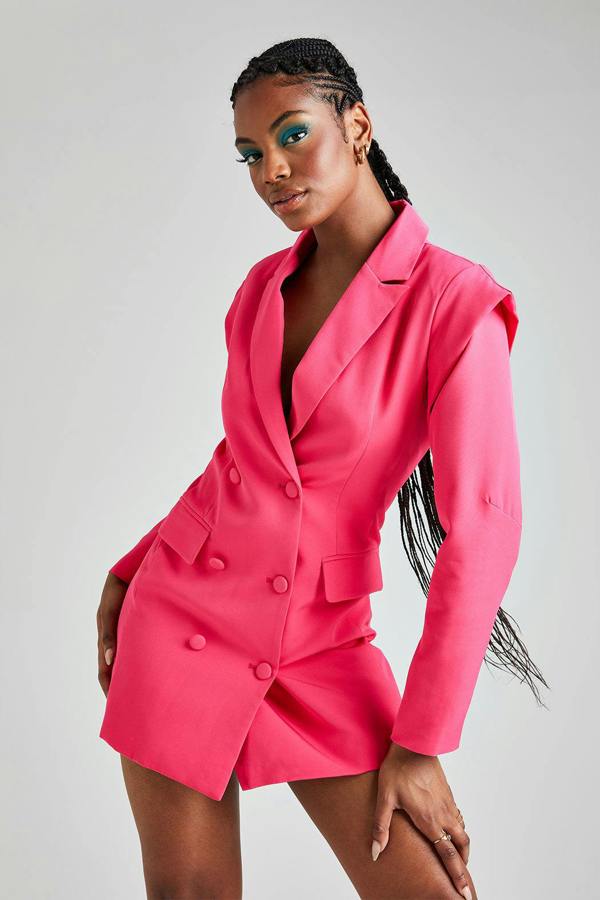 Urban Bliss Pink Power Shoulder Blazer Dress
