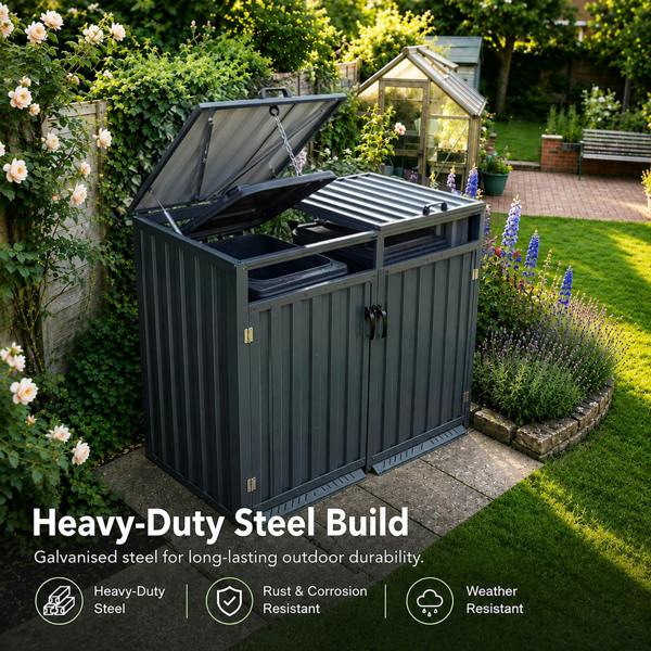 Nicoman Outdoor Metal Garbage Bin Shed
