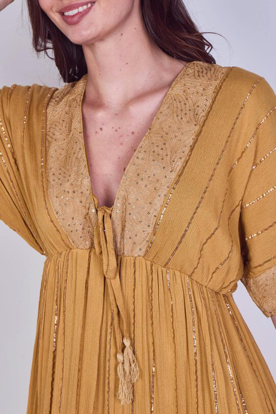 Boho Sequin Swirl Embroidered Maxi Dress