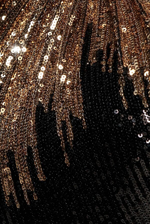 Goddiva Ombre Sequin Mosaic Halter Neck Maxi Dress - Gold by Goddiva