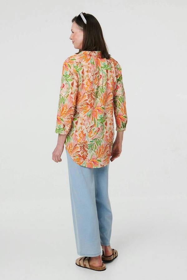 Orange | Floral Print 3/4 Sleeve Blouse