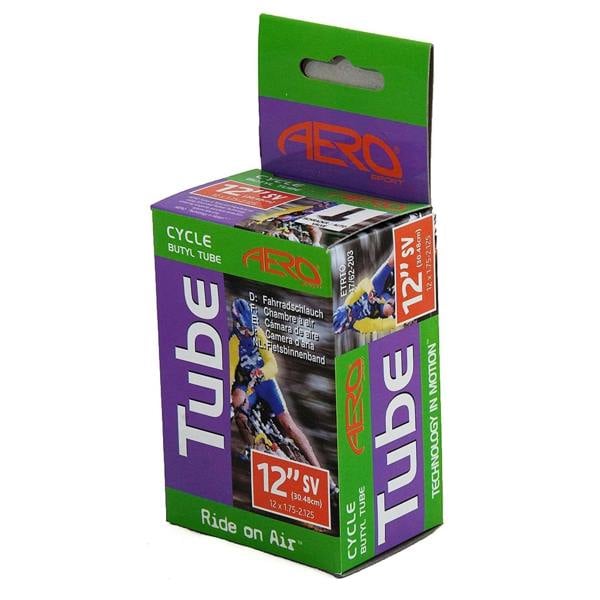 Aero Sport Butyl Rubber 12" x 1.75-2.125 Inner Tube 500%* Extra Ride Time Schrader Valve