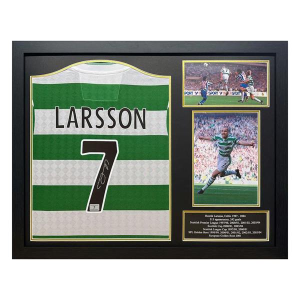 Unbranded Framed Henrik Larsson Signed Official Celtic Centenary Retro Shirt