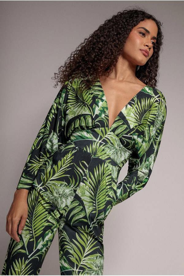 Tropical Print Jumpsuit - Green TR356