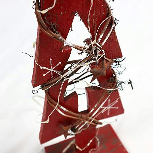 30cm Red Tree Wooden LED Tree Tabletop Centrepiece Christmas Holiday Home decoration with 20 Warm white LEDs Green Tree image 5