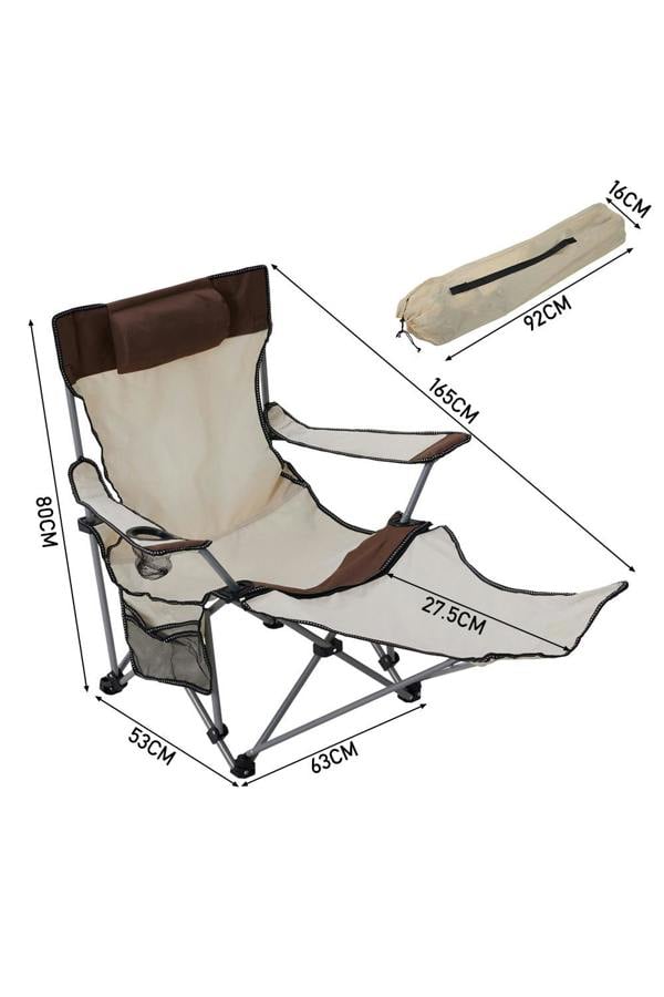 Living and Home Foldable Reclining Camping Chair with Footrest