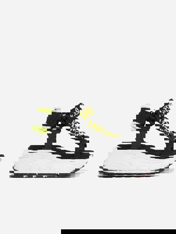 Versace Kids Logo Strap Sandals in Black