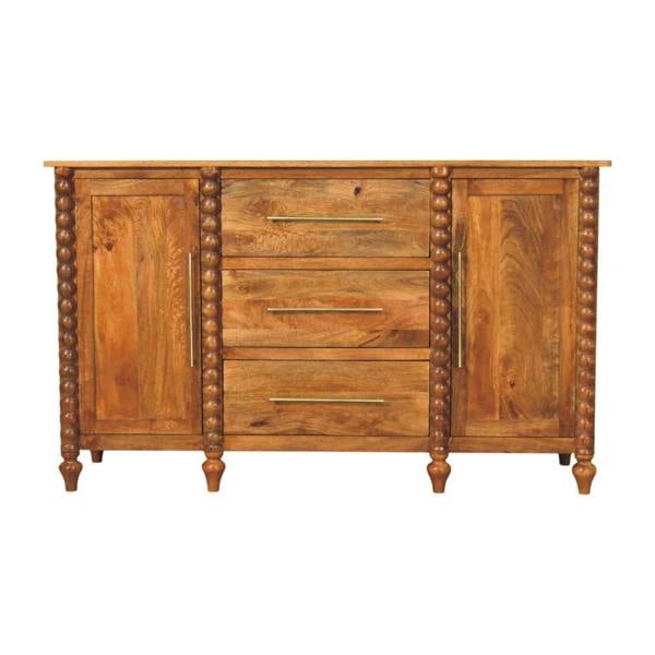 Artisan Furniture Solid Mango Wood Spindle Sideboard, Mango brown