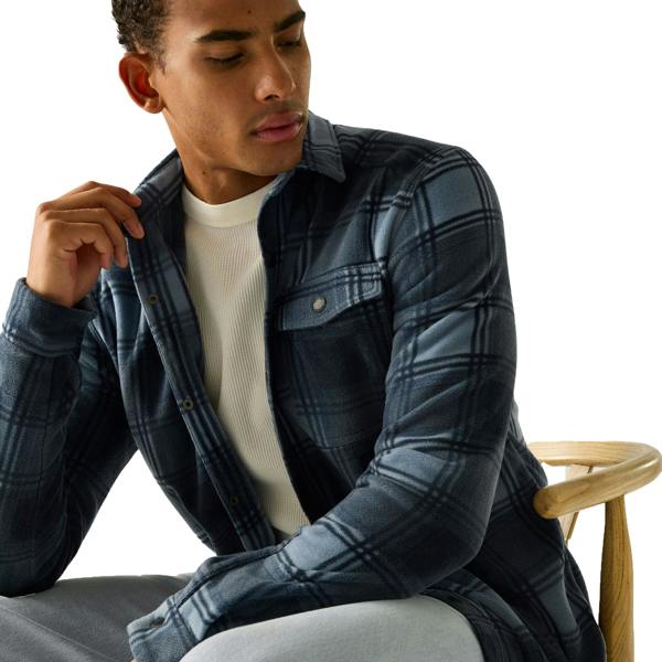 Regatta Mens Frankie Checked Fleece Shirt - Dusky Blue/Grey Mirage - 