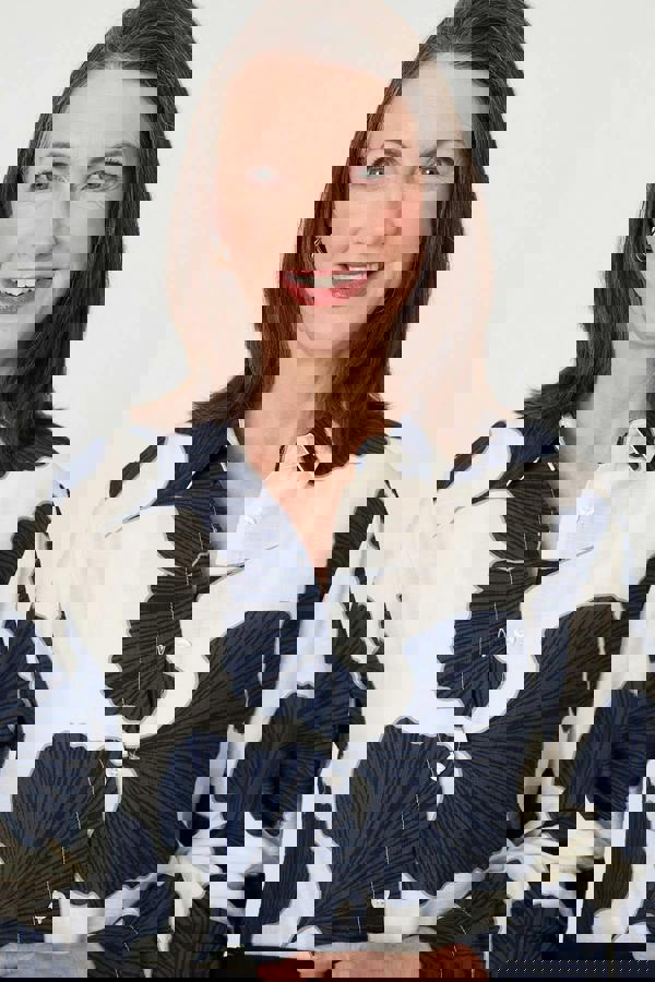 Navy | Abstract Long Sleeve Button Front Shirt
