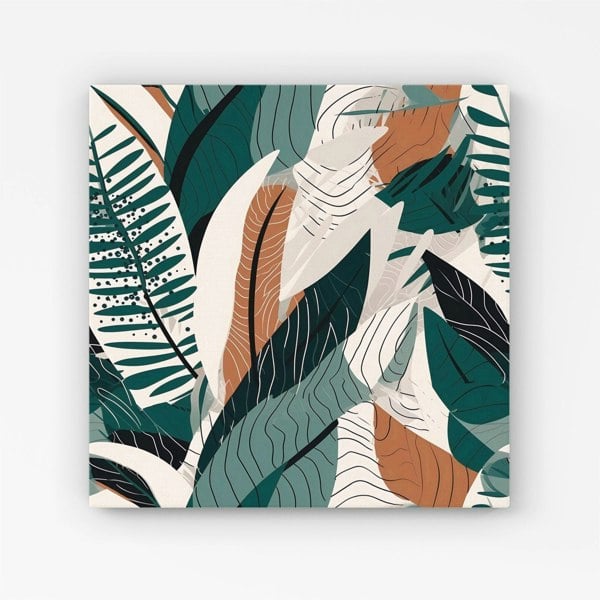 Warren Reed Autumn Tropical Leaves Green Brown Canvas