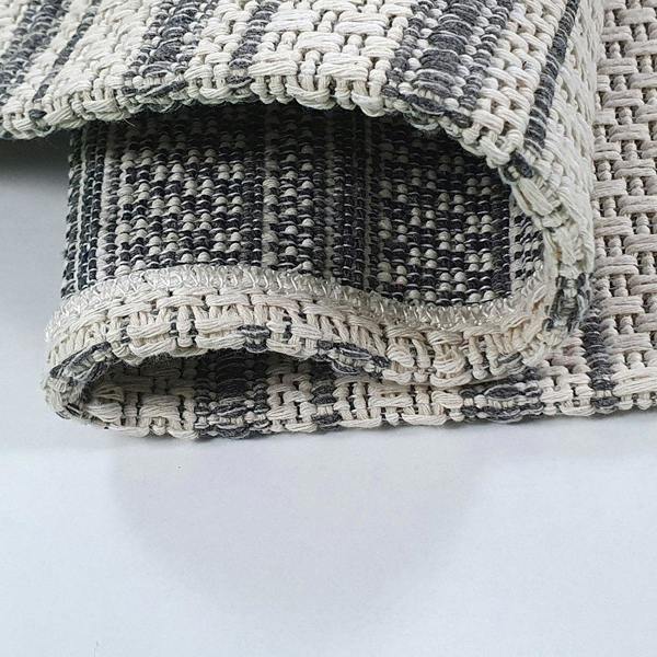 Striped Rug Runner Grey White Cream 100% Cotton Washable Woven Carpet Mat Small Large Flat Weave Rugs for Living Room & Bedroom or Hallway