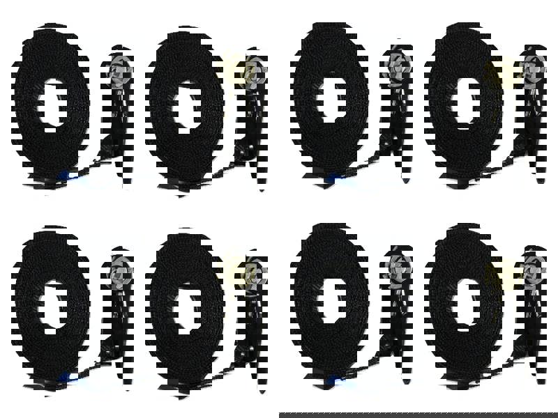 25MM Black Ratchet Straps 10M Endless Lashing x4 - 1 Ton Tie Down Trailer Cargo Truck Quick Release