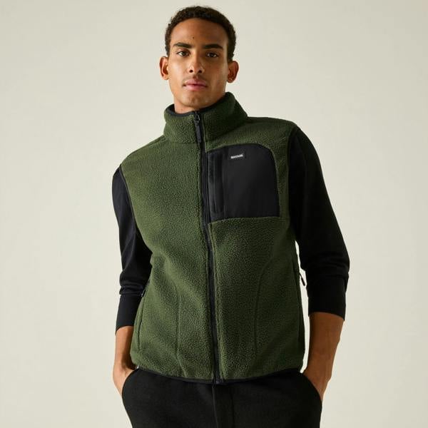 Regatta Mens Frankie Borg Body Warmer - Dark Khaki/Black - 