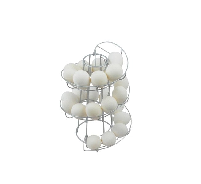 Modcraft Silver Spiral Egg Holder Rack Skelter Kitchen Stand Holds 12 to 18 Eggs Counter Display
