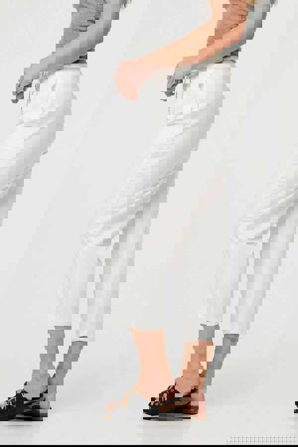 White | Tie High Waist Cropped Wide Trousers
