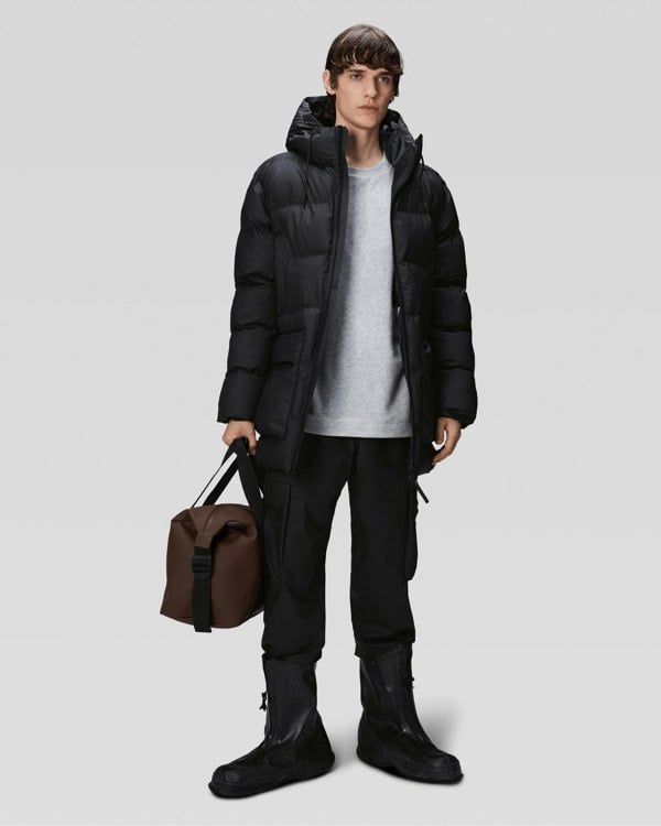 Rains Alta Long Puffer Cargo Jacket - 01 Black