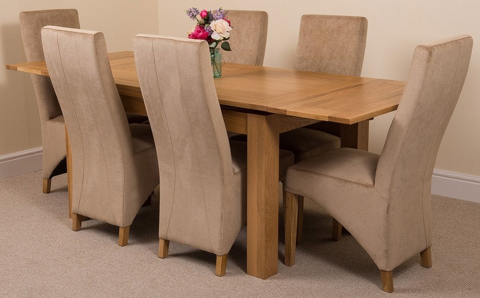 That's Furniture Richmond Medium Oak Extendable Dining Table with Lola Fabric Chairs