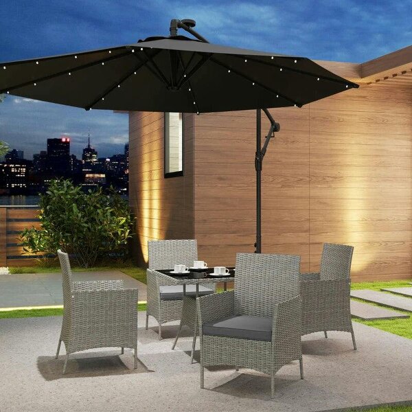 Five-Pieces Rattan Dining Set - Light Grey
