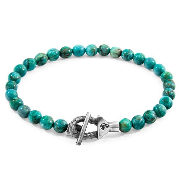 Anchor & Crew Blue Turquoise Mantaro Silver and Stone Bracelet