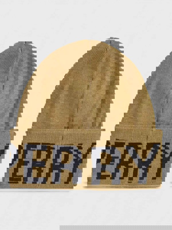 Fred Perry Oversized Branded Beanie Shaded Stone Black