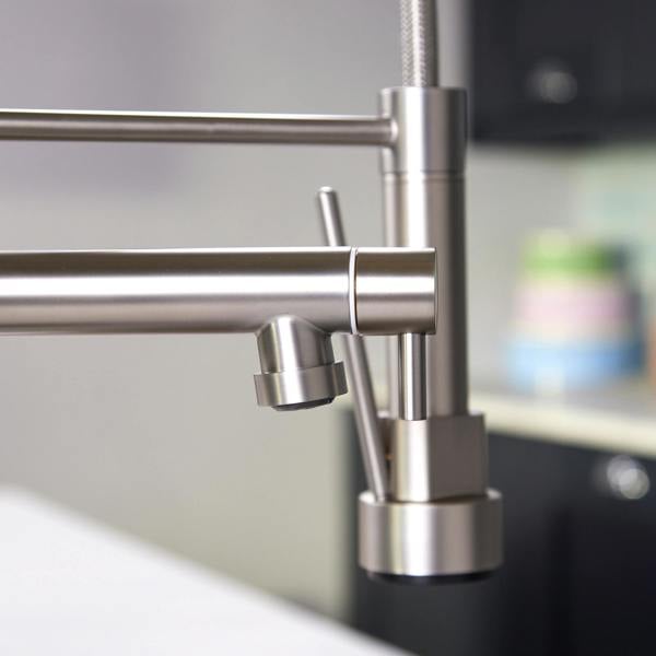 Flode Alta | Single Lever Kitchen Sink Mixer Tap with Swivel Spout | Brushed Steel Finish