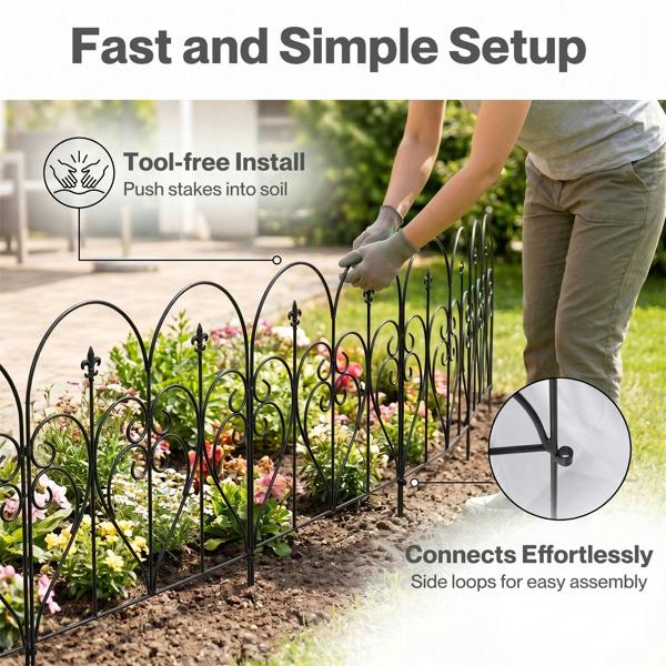 Mountview Fence Dog Fence Outdoor Garden Fence 5Pc Rustproof Steel Yard Black