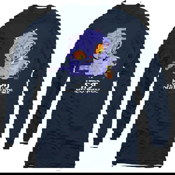 K-Pop Demon Hunters Kids T-Shirt - Niedlicher Derpy Tiger Cartoon (Navy)