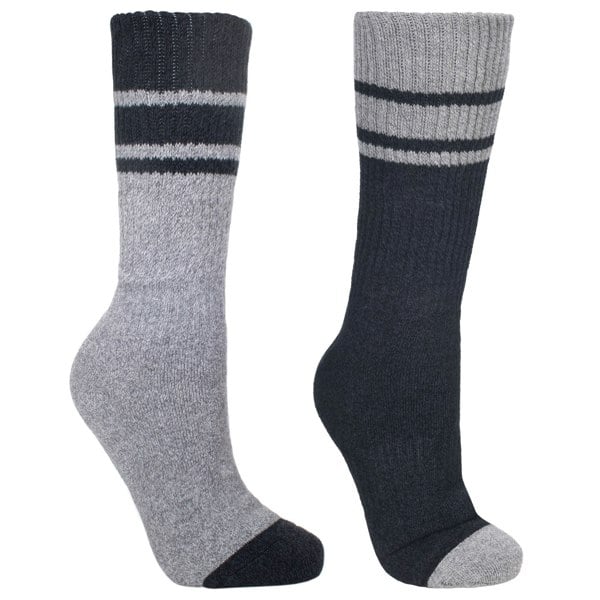 Trespass Men's Hitched Two Tone Anti Blister Hiking Boot Socks (2 Pairs) - Black/Grey Marl