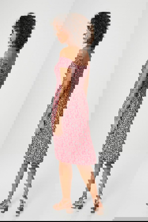 Red | Ditsy Floral Off The Shoulder Dress