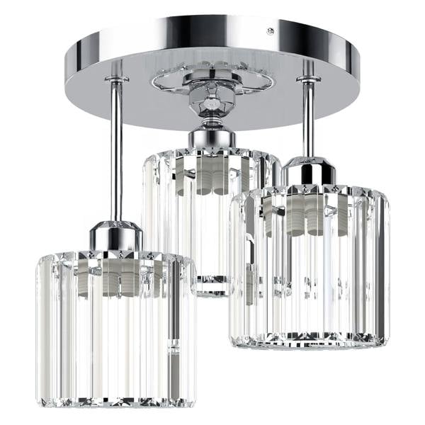 Emitto Crystal Ceiling Light 3 Light E27 Chandelier Semi Flush Mount Lamp Chrome