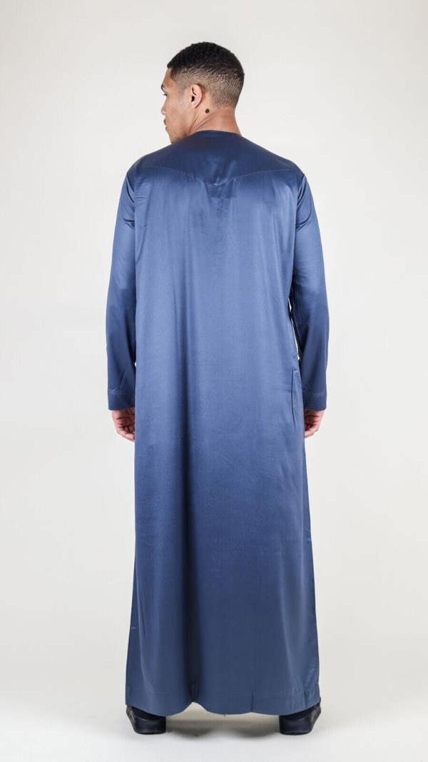 Infinity Leather Men's Thobe Robe Satin Emirati Islamic Jubba Eid Slim Fit