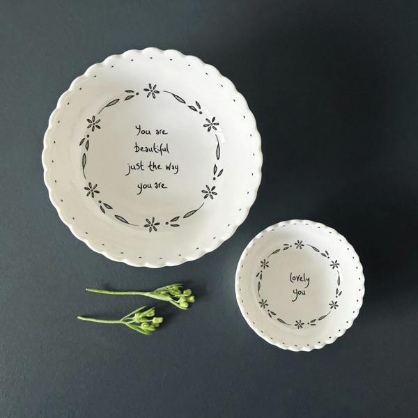 Small Scalloped Porcelain Bowl “Lovely You” – Mini Trinket Bowl
