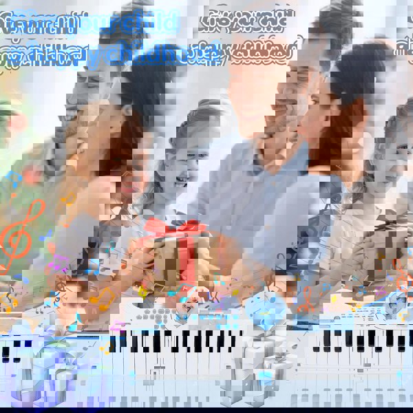 deAO Toys Kids Musical Keyboard Toy Microphone ¨C 40-Key Foldable Piano with Music Lights, Volume Control & Power Adapter