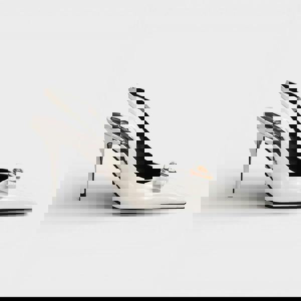Versace 85mm Gianni Ribbon Slingbacks White